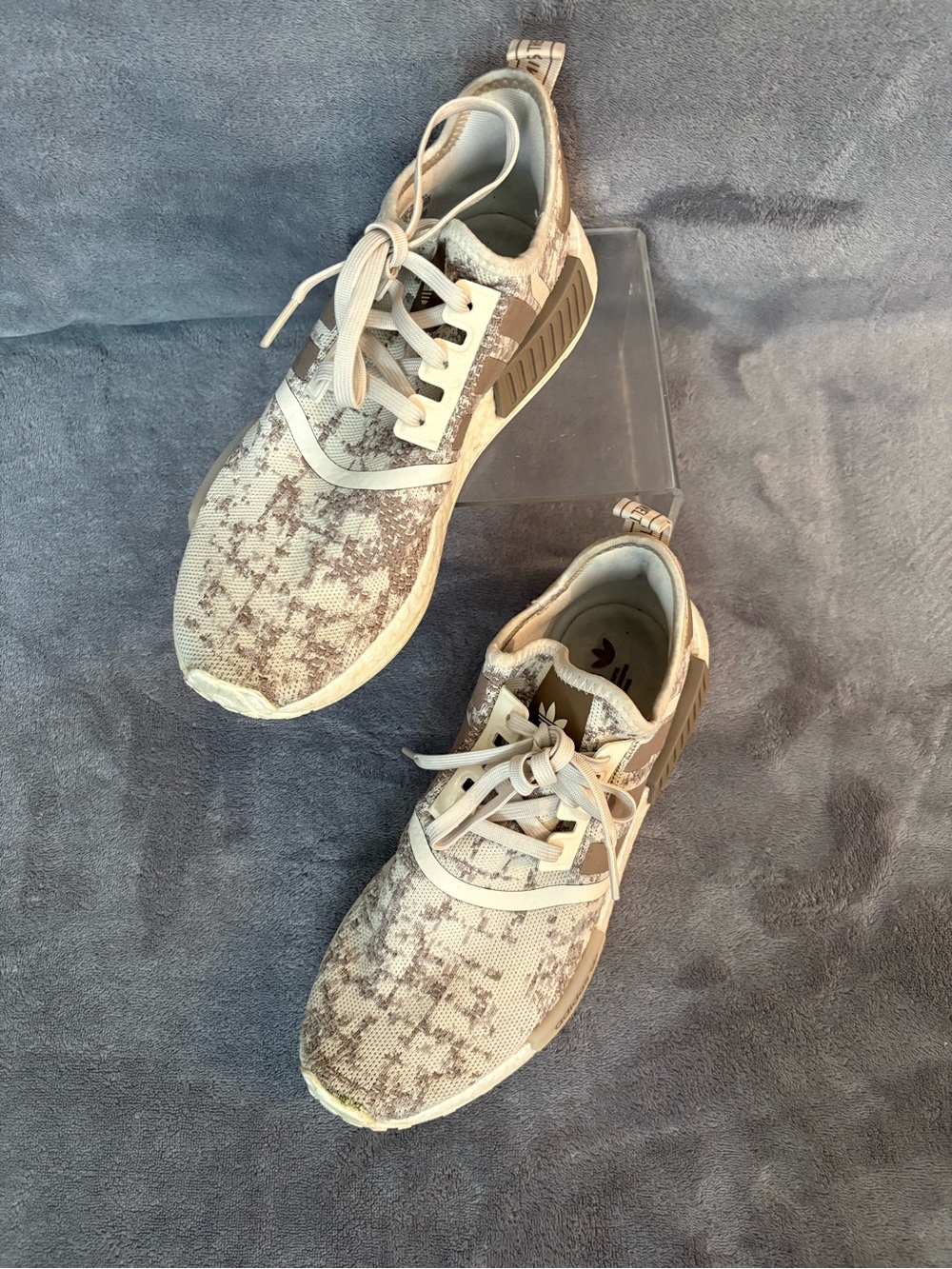 adidas NMD R1 Women's Sneakers in Beige and Brown Knit - Picture 2 of 3
